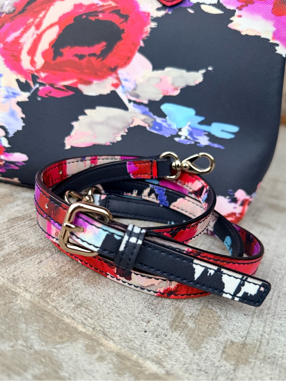 Kate Spade WKRU4751 Floral Satchel Crossbody Navy Multicolour - Picture 5 of 11
